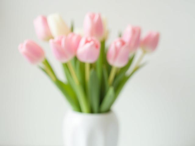 Fresh na tulip na arrangement sa isang modernong vase