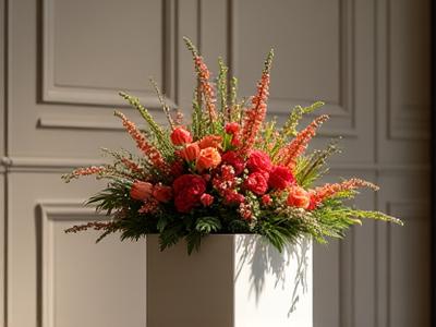 Corporate event floral setup ng Siaux Blooms